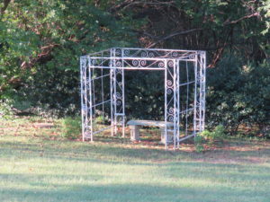 Wrought Iron Arbor in Back Lawn